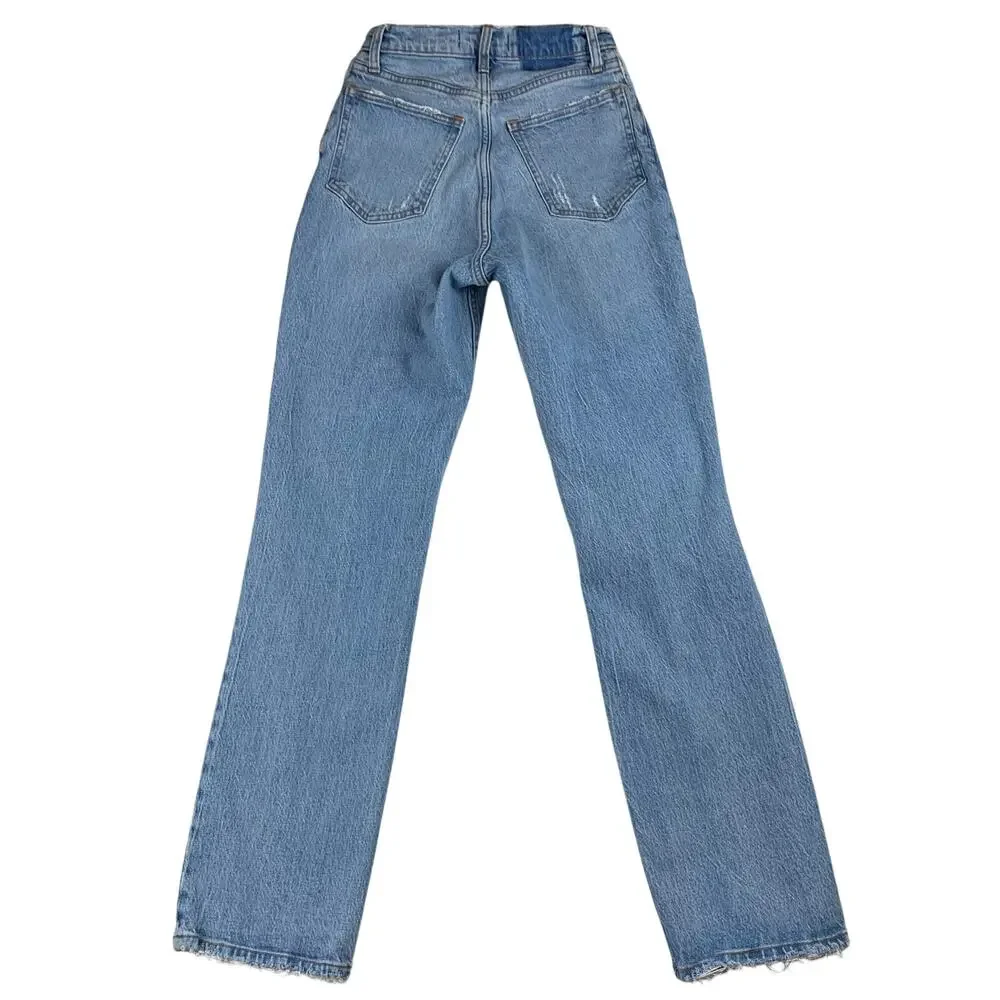 Abercrombie A+F Jeans 90s Straight Curve Love sz 25 Ultra High Rise Distressed 0